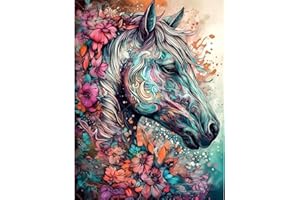 BJBJJIU 5D Diamond Art Painting Kit, Diamant Painting Bilder Set, Diamant Malerei Strass Stickerei Malerei Painting für Erwachsene, Kinder, Haus, Wand Dekoratione 40x30cm (Pferd)
