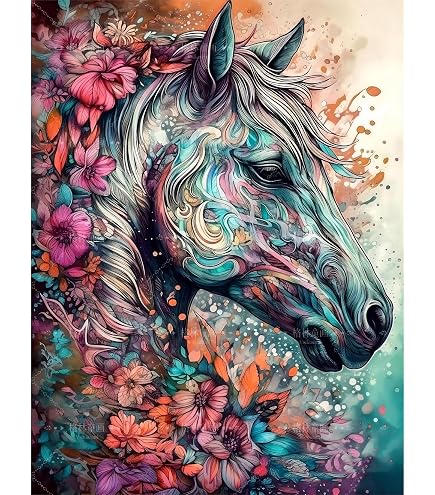 YSCOLOR Diamond Painting 5D Cavallo 30x40cm: Kit Completo Fai Da Te Con Diamanti Rotondi