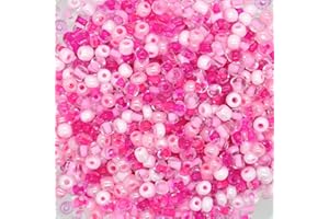 Little Snow Direct 50g Glass Seed Beads 9 Mixed Colour Shades & Types, 2mm 3mm or 4mm (Pink Shade, 4mm-6/0)