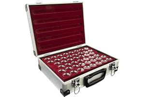 MC.Sammler Mallette numismatique en Aluminium avec 5 Plateaux pour 230 pièces de 2 Euros sous Capsules (avec 230 Capsules pour pièces de Monnaie, 26 mm)