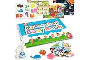 Coogam Libro Occupato Magnetico prescolare, 9 Adesivi a Tema Giocattoli sensoriali abilità motorie di apprendimento legante Libro Tranquillo Giocattoli