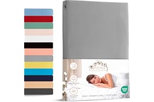 ‎LIVESSA Livessa Spannbettlaken 180x200cm aus Baumwolle Single-Jersey Stoff 140 g/m², Spannbetttuch/Bettlaken mit 30cm Matratzenhöhe, Ultra weich und atmungsaktiv
