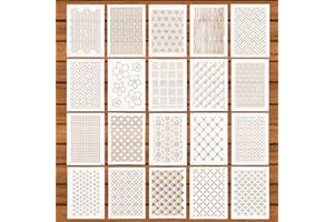 BOXOB 20 Stk Sashiko Schablone, 21x15cm PET Kunststoff Sashiko Muster Geometrische Sashiko Mustervorlage Wiederverwendbare Stickschablonen zum Quilten Basteln Nähen