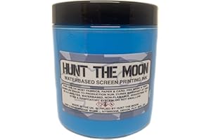 HUNT THE MOON Screen Printing Waterbased Ink for Fabric Paper & Card - 240ml - Ibiza Blue