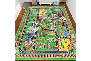 AKUNRUG Kids Rug Play Mat for Toy Cars, City Life 3D Road Traffic 200×150 CM for Playroom Kid Car Road Rug City Map Play Mat Non-Slip Washable Car Rug for Toddlers Boy Room Family Tummy Time Playtime