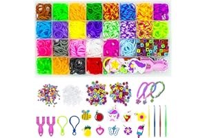 WONDERFORU Loom Bands Kit, 2000+ Rubber Bands Refill Craft Kit for Kids with 26 Colors, Friendship Bracelet Making kit Loombands with Beads, Charms, Hooks and S Clips for Children Girls Kids