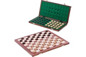 SQUARE GAME Square - Jeux Dames en Bois - 100 Champs - Échiquier Acajou/Sycomore - 40 x 40 cm