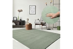 the carpet Relax Rug, Modern, Fluffy, Short Pile, Non-Slip Underside, Washable up to 30°C, Super-Soft, Fur Look, Green, 160 x 220 cm