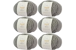 MYOMA Alpaka Wolle stricken -6x Happy Wool alpaca mix hellgrau (Fb 31)- 6 Knäuel Wolle grau + GRATIS Label - Wolle mit Alpaka - 50g/80m - Nadelstärke 7-8mm -Mischwolle zum Stricken und Häkeln