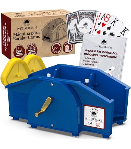 HJCMikee Mélangeur De Cartes Automatique – Grain De Bois, Alimentation USB-C Ou Piles AA, Pour Poker/Blackjack, Jusqu'à 2 Jeux