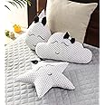 Oscar Home Soft Plush Cloud Moon & Star with Embroidered Cotton Poly-Fiber Filling Shaped Baby Pillow | Kids Cushion | Soft Toy | Pillow Multicolor - Set of 3 (Star -16", Moon 13"cloud 15" & Drop 13")