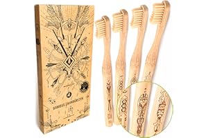 Nature Nerds - Set di spazzolini da denti in bambù (confezione da 4) / grado di durezza: medio