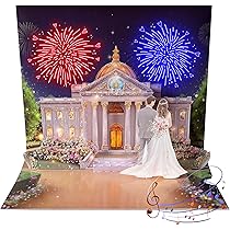 Depesche 11130-044 Carte De Vœux De Mariage Pliante 3D Avec Musique Et Lumière Env. 15,5 X 15,5 Cm Avec Enveloppe Assortie Imprimée à L'intérieur Et à L' Extérieur