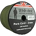 Web-tex Paracord Reel 100m x 3mm Blue, Durable Polypropylene Parachute Cord, 70kg Breaking Strength, 330ft length – Ideal for Camping, Bushcraft, Hiking, DIY Crafts, Survival Kits and Hammocks - Green