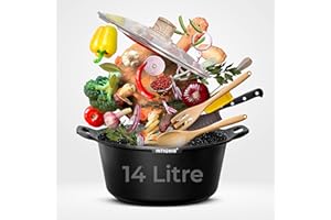 INTIGNIS® Casserole Pot with lid – Large 36cm |12 Litre | 16 Inches – Induction Compatible – GREBLON Ceramic Non Stick Chemical Free Coating Black