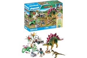 PLAYMOBIL 71523 Dinos: Research Camp with Dinos, thrilling explorer tour with the researchers, including walkie-talkie, microscope, and dino eggs, sustainable play sets suitable for children ages 4+