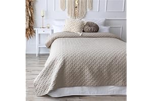 ‎CALMYHOME CalmyHOME Tagesdecke 170x220 Beige Bettüberwurf Bett Überwurf Sofaüberwurf Steppdecke Sofa Decke Überwurfdecke Betthusse XXL Überdecke Gesteppte Tagesdecken gesteppt Quilt Bedspread