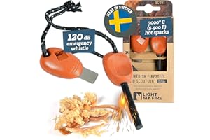 Light My Fire Swedish Flint Fire Starter Ferro Rod Survival Tools SCOUT | Fire Steel Bushcraft Camping Gear | Flint and Steel Fire Starter Kit 2-in-1 Fire Flint and Striker 3,000 Strikes