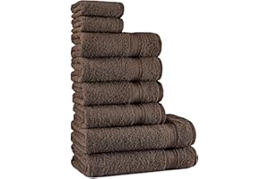 Tuiste Zestaw ręczników brązowy czekoladowy brąz |% 100 bawełnianych ręczników zestaw 8-częściowy | 2 x ręczniki kąpielowe (70 x 140), 4 x ręczniki do rąk (50 x 90), 2 x ręczniki dla gości (30 x 50) |