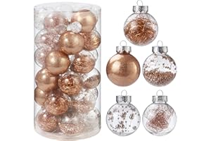 ZHYLUO 30 Piezas Bolas de árbol,Navidad Inastillable Bolas Plastico Adornosadecuadaspara el Hogar Festival,adecuadas para interioresy exteriore (Oro Rosa)