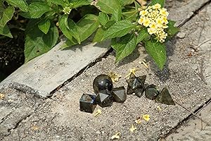 Jet International Women's Beautiful A++ Labradorite 7 Stones Sacred Geometry Sets Gemstone Platonic Solid Top Grade Quality Merkaba Star W/ Velvet Pouch Attractive Cleansing Life Vitality Healing