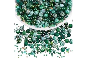 BEEFLYING 1 Pack Assorted Glass Beads for Jewelry Making Adults Glass Crystal Beads Bulk Including 8mm Beads for DIY Jewelry Bracelet Neckalce Phone Lanyard Making Crafts Accessorie (Grass Green)