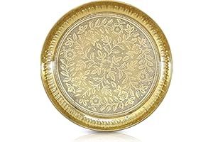 BENGALEN Brass Pooja Plate 6 Inch Pure Pital Puja Arti Thali Pooja Thali Set Traditional Handcrafted for Puja Ghar Home Office Mandir Wedding Return Diwali Gift Items