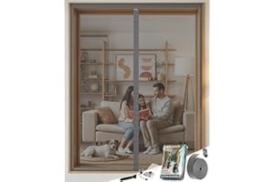 ARCOL Zanzariera Magnetica Finestra 120x150 cm in Fibra di Vetro – Stop Zanzare in 3 Min., Rete Ultra-Fine Anti-Insetti, Chiusura Automatica con Magneti e Pesi, Nastro a Strappo Extra-Largo (Grigio)