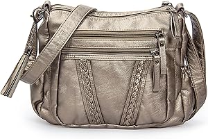 VOLGANIK ROCK Ladies Handbag Soft PU Leather Crossbody Bag for Women Lightweight Shoulder Bag Multi Pockets Crossbody Handbag for Women Ladies