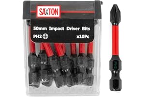 SAXTON BLADES Saxton Juego de 10 brocas para destornillador Phillips PH2-50 mm, para caja Tic Tac Box Dewalt Milwaukee Bosch