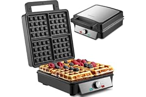 XXL 4er Waffeleisen | 1200 Watt | Waffelautomat | Paninigrill | Waffeltoaster | Waffle Maker | Elektrogrill | XXL Wafflemaker
