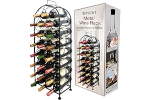 EPISENT 23 Bottle Metal Wine Rack, Freestanding Floor Wine Storage Stand, Slim Black Bottle Holder for Kitchen Dining Room Bar and Home