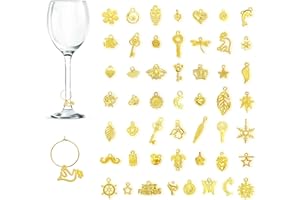 CNYMANY 50/40/30/20 pièces Charmes de Verre à Vin, Étiquettes de Marqueurs de Boisson de Gobelet avec Boucle Conception pour Cocktail Champagne Faveurs de Soirée Dégustation Fournitures de Décoration Cadeaux