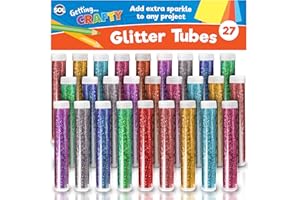 SOL 27pk Kids Glitter Tubes in 10 Assorted Vibrant Colours - Fine Glitter for Arts and Crafts, Slime, Card Making, Nail Art, and Decorations - Easy-Pour Shaker Pots for Kids and Adults