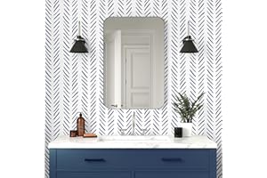 ICYEHAO Papel Pintado Autoadhesivo Azul Blanco Rayas,44.5 x 500cm Vinilo Autoadhesivo Geometrico Azul Papel Pintado Espiga Vinilo Adhesivo para Muebles,Armarios,Libreria,Sala de Estar, Dormitorio,Cocina