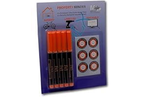 Minder Property Marking Pens - Including 5 x Invisible UV Ink Covert Marker Pens and Warning Stickers