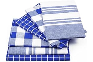 RZK Designs Tea Towels | Pack of 6, 70 x 50 cm | 100% Cotton Kitchen Towels |Super Absorbent, Soft & Durable Tea Towels for Kitchen with Hanging Loop | Quick Drying Dish Towels (Blue)
