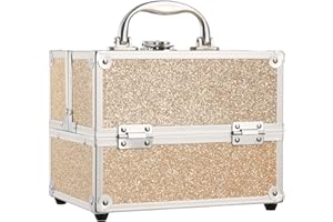 KETALIRIA Malette Maquillage Beauty Case Vide Femme Malette Cosmétique Trousse à Ongles Makeup Case Malette Rangement Boite Maquillage Trousse Maquillage, Or Rose