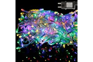Etrexonline Guirnalda Luces de Árbol de Navidad Cadena de Luz 5M 100 LED (Multicolor) Cable Transparente y 8 modelos de lluminación Impermeable para Interior y Exterior