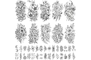 KAIETEUR Flores Tatuaje Temporal para Niñas o Mujeres 10 Hojas Extra Grandes y 30 Hojas Impermeables Pequeños Tatuajes Falsos para Decoración de fiestas kits de Pegatinas
