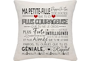 Bommex Cadeau d'inspiration pour la Petite-Fille Rappelle-toi Toujours Que Tu ES Plus Courageuse Housse de Coussin pour Cadeau d'anniversaire Cadeau de Fin d'études Cadeau de Noël (ma Petite-Fille)