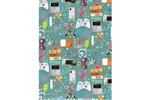 ARKRAFT carta da regalo 3 fogli formato 90 x 65 cm prodotto FSC confezione senza plastica disegno video game (18-9242)