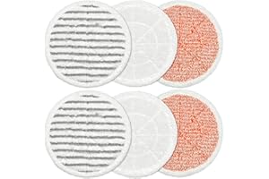 GFRED 6 Pcs Replacement Steam Mop Pads Microfibre Reusable Steam & Scrub All-in-One Cleaning Pads Compatible With Shark S6002UK S7201UK Steam Mop Rotating Power Pads