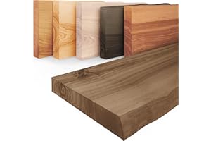 LAMO Manufaktur Estante de Madera con Borde Natural, Modelo Pure, Estante sin Soportes, Nogal 100cm, LW-01-A-004-100