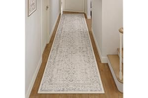 HUGEAR Vintage Taupe Hallway Runner Washable Non Slip Rugs Long Area Rug 60x240cm Bedroom Kitchen Lounge Bedside Office Indoor Carpets Low Pile Carpet Runners