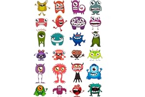 Oblique Unique® Tattoos Pack of 24 Funny Colorful Monsters Temporary Tattoos for Boys Girls