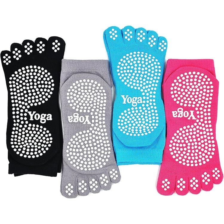 Lot De 3 Paires Chaussettes Pilates 5 Doigts Antidérapantes Femme - Yoga, Danse, Gym - Taille Unique 36-40 EU