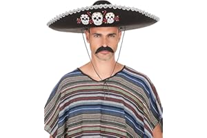 DEGUISE TOI - Sombrero Noir Dia de Los Muertos Finitions argentées Adulte - Sombreros