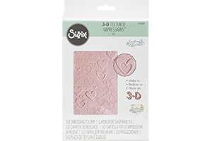 Sizzix 3D Textured Impressions Embossing Folder 663628 Hearts by Courtney Chilson, Paper, Hello Sunshine, One Size