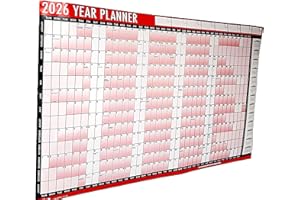 ARTH 2026 Year Wall Planner A1 Calendar Large 85cm X 58cm Laminated Unmounted With Stickers And Pen